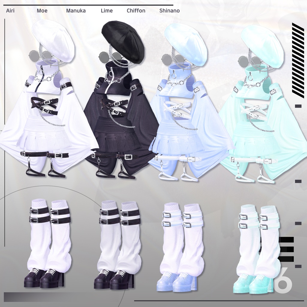 【6アバター対応】Leather Training Uniform Set (8color/8色)