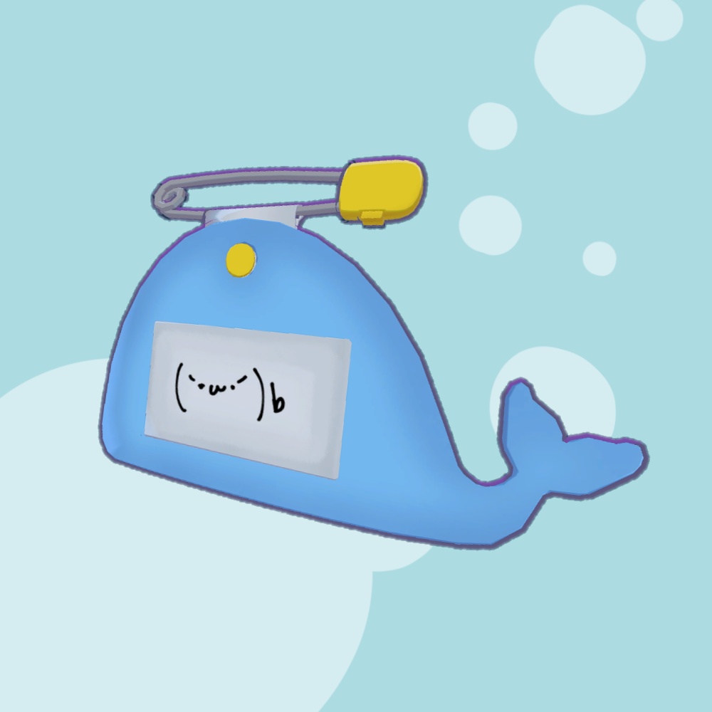 【無料】くじら名札【VRChat向け3Dモデル】