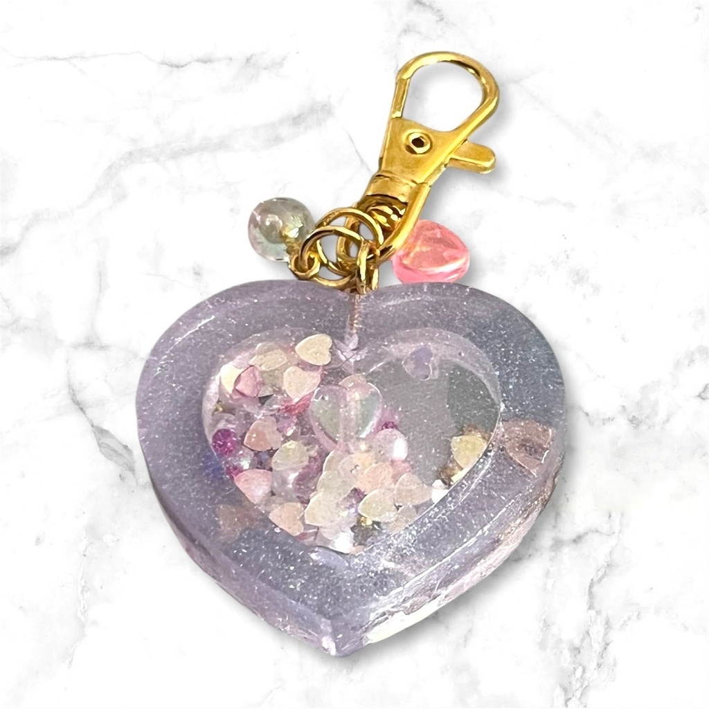 ハートのシェイカーキーホルダー(クリアパープル)