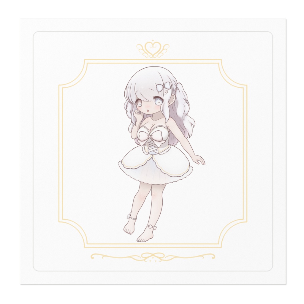 白い女の子 ステッカー