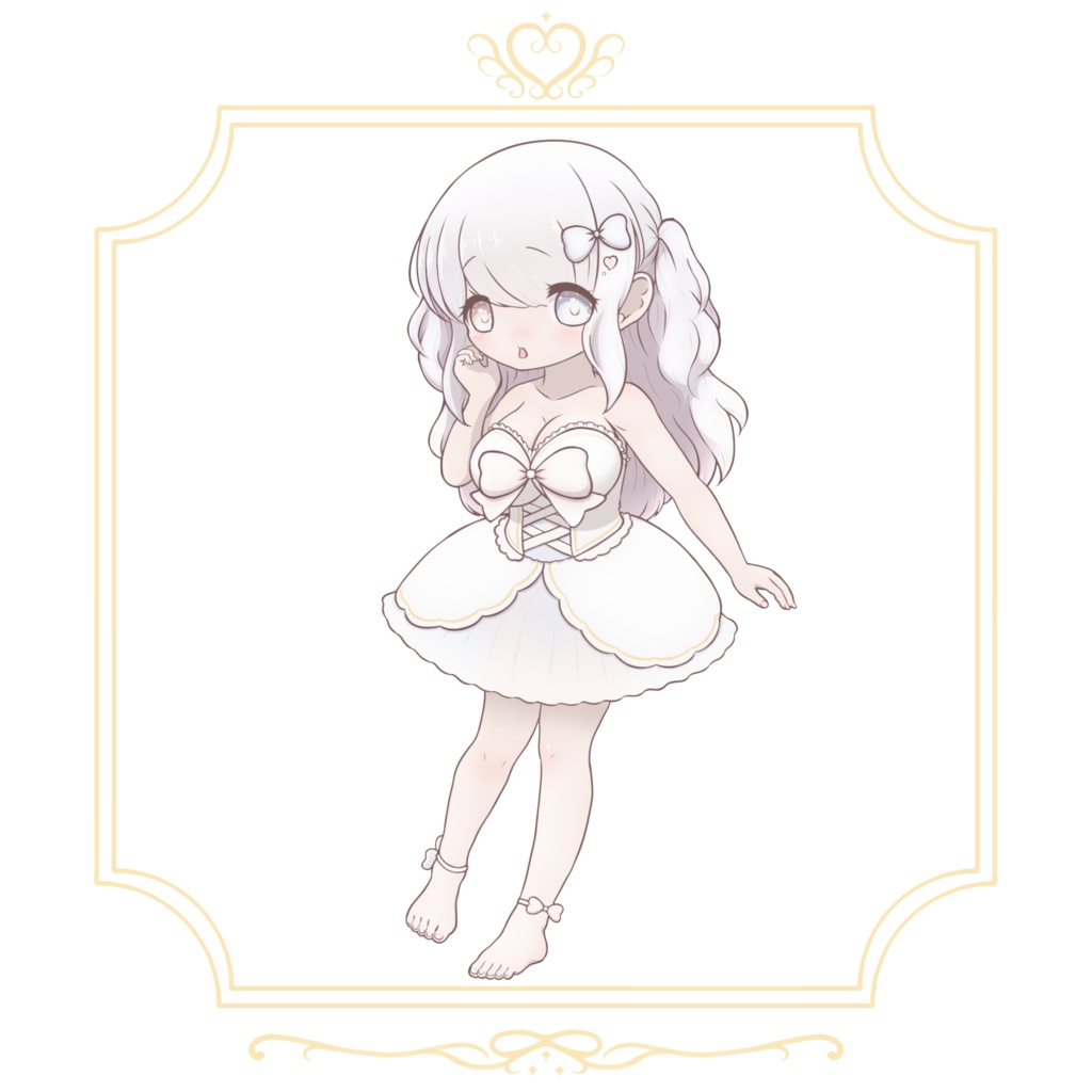 白い女の子 ステッカー