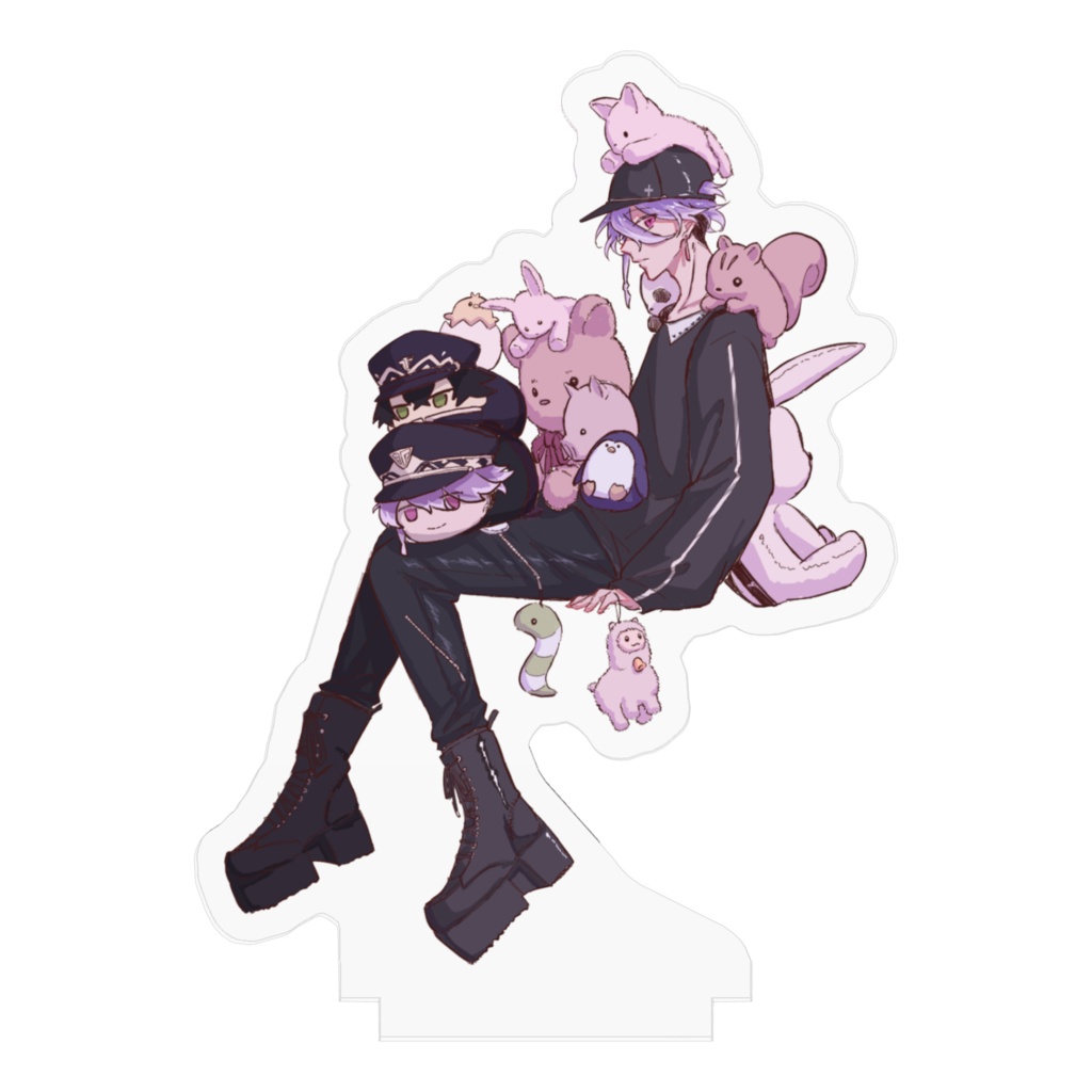 ぬいぐるみと麿アクリルフィギュア