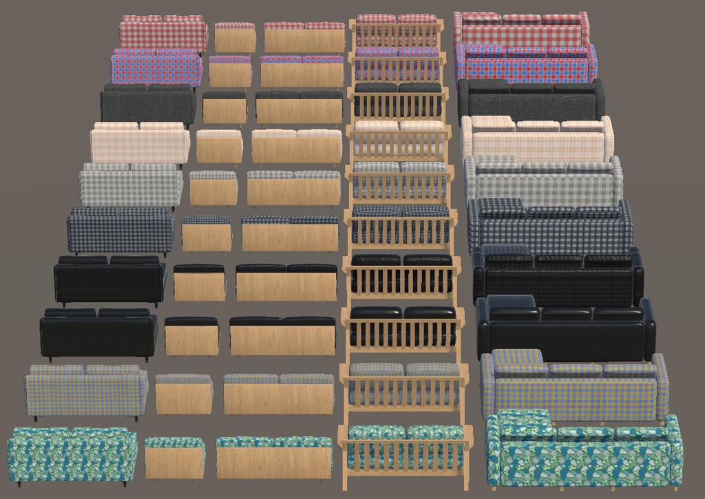 【3Dモデル】ソファー5種x10色