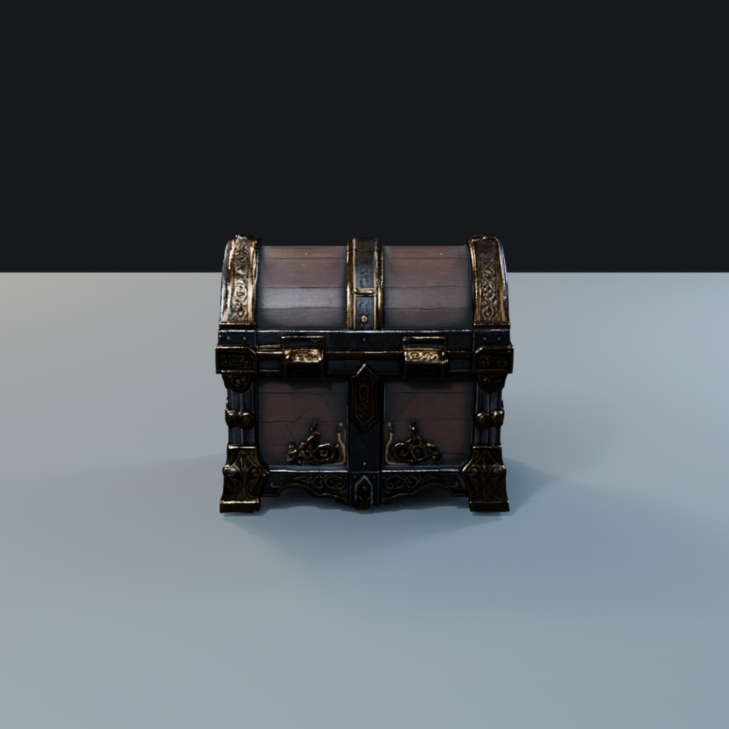 【3Dモデル】紫の魔石が付いた、豪華な宝箱|ゲーム・映像向けファンタジー3D素材
