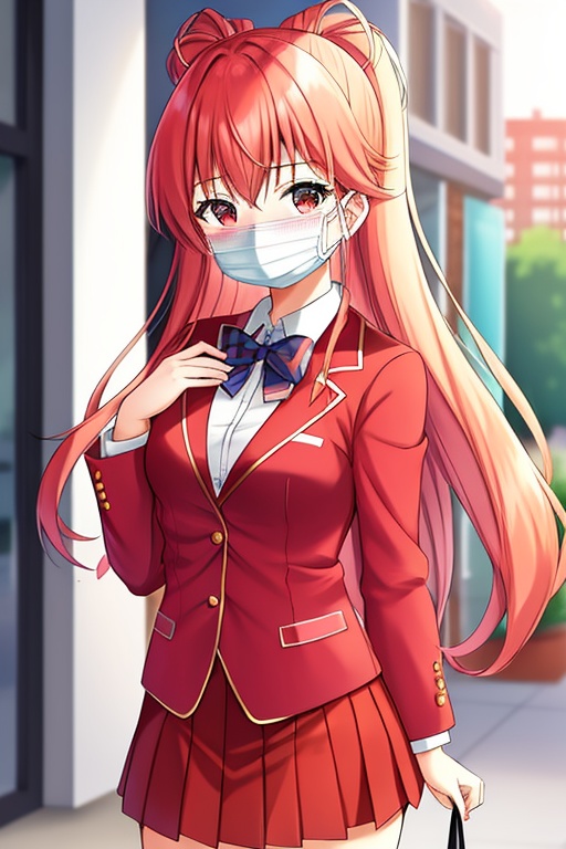 街道の赤髪JK