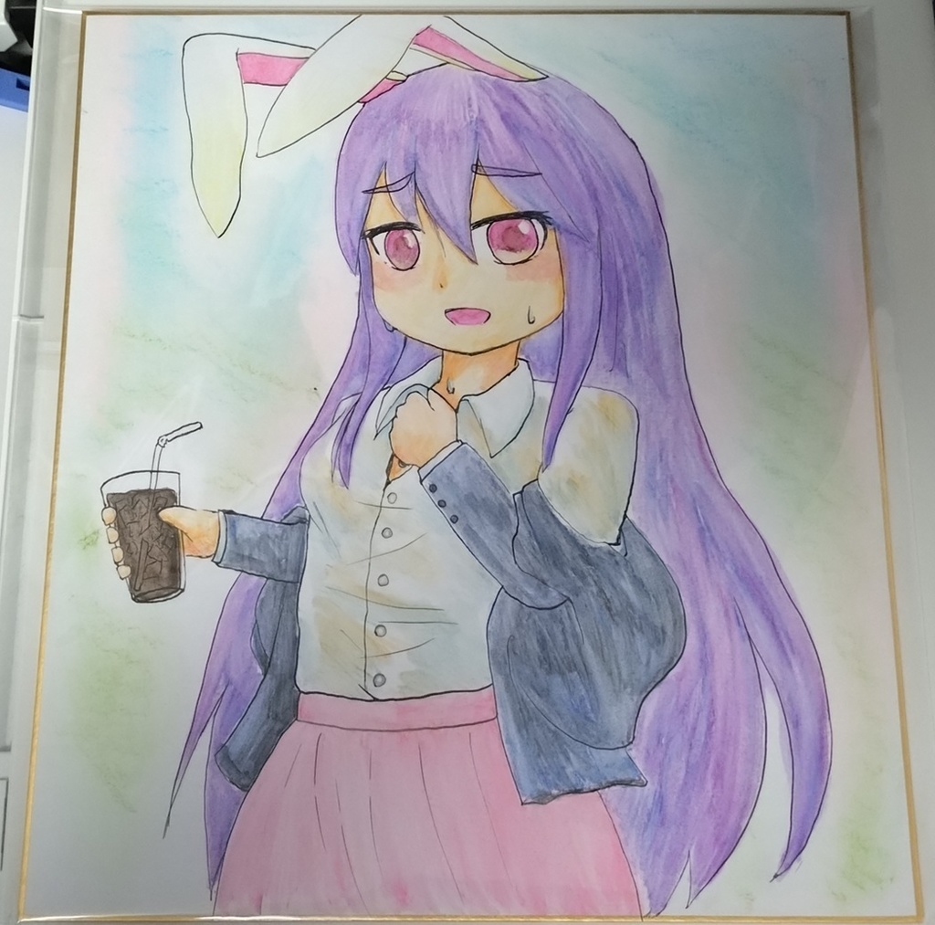 色紙イラスト アイスコーヒー＆鈴仙