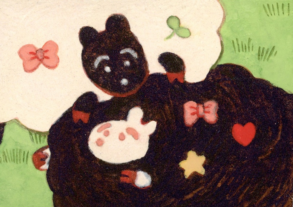 【ミニ原画作品】白いのと黒いの