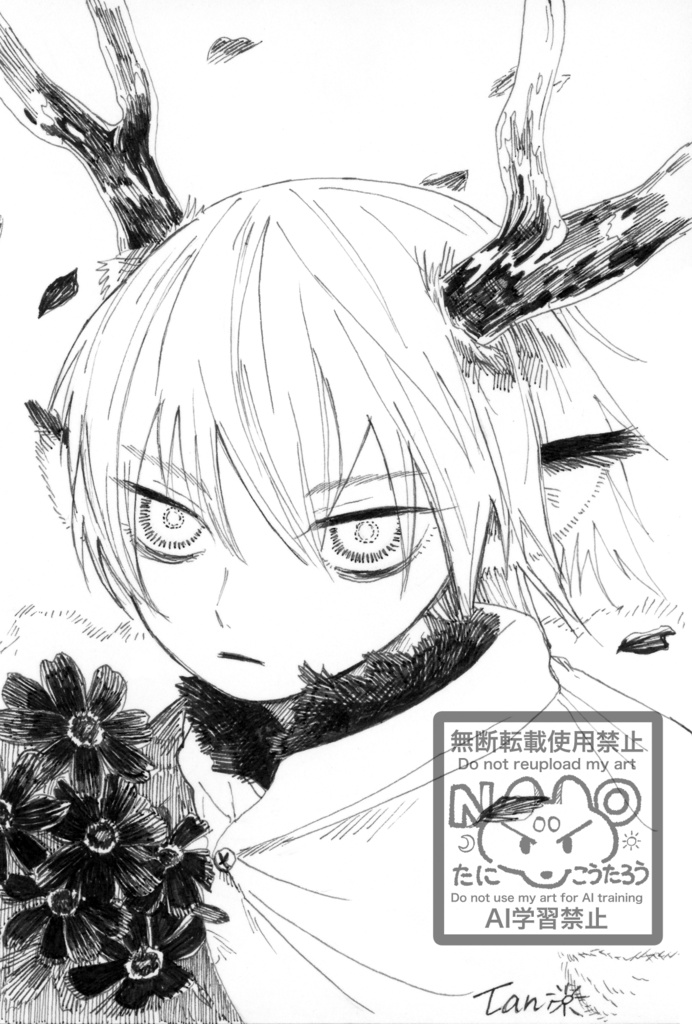【原画】息抜きイラスト6 　「角を持つ者」