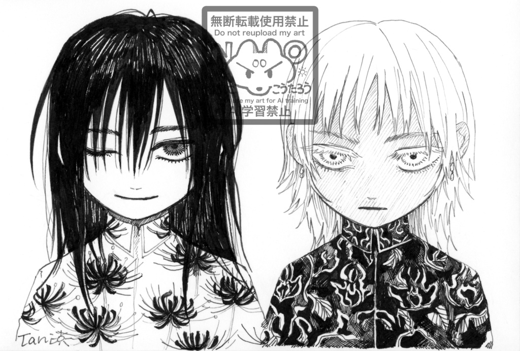 【原画】息抜きイラスト9 「白と黒」