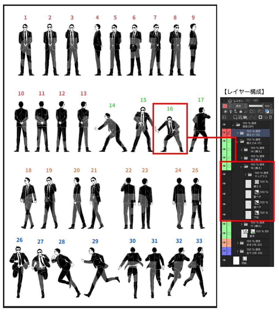 黒服・SPモブ素材ファイル