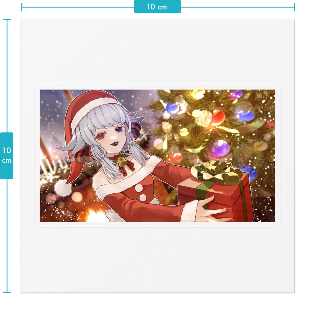 椿月いお ステッカー (クリスマスVer.)100mmx100mm