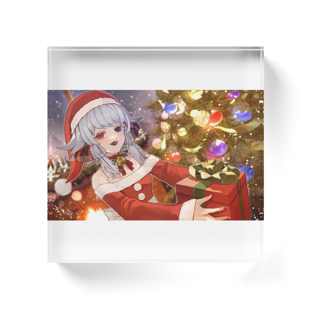 椿月いお アクリルブロック (クリスマスver.) 100mm×100mm