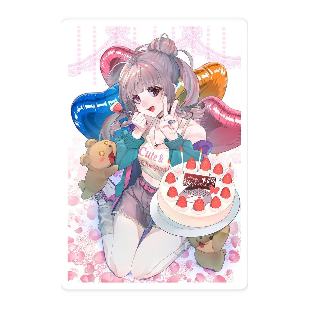 椿月いお〖誕生日記念グッズ スマホステッカー①(背景あり) 55x91mm〗