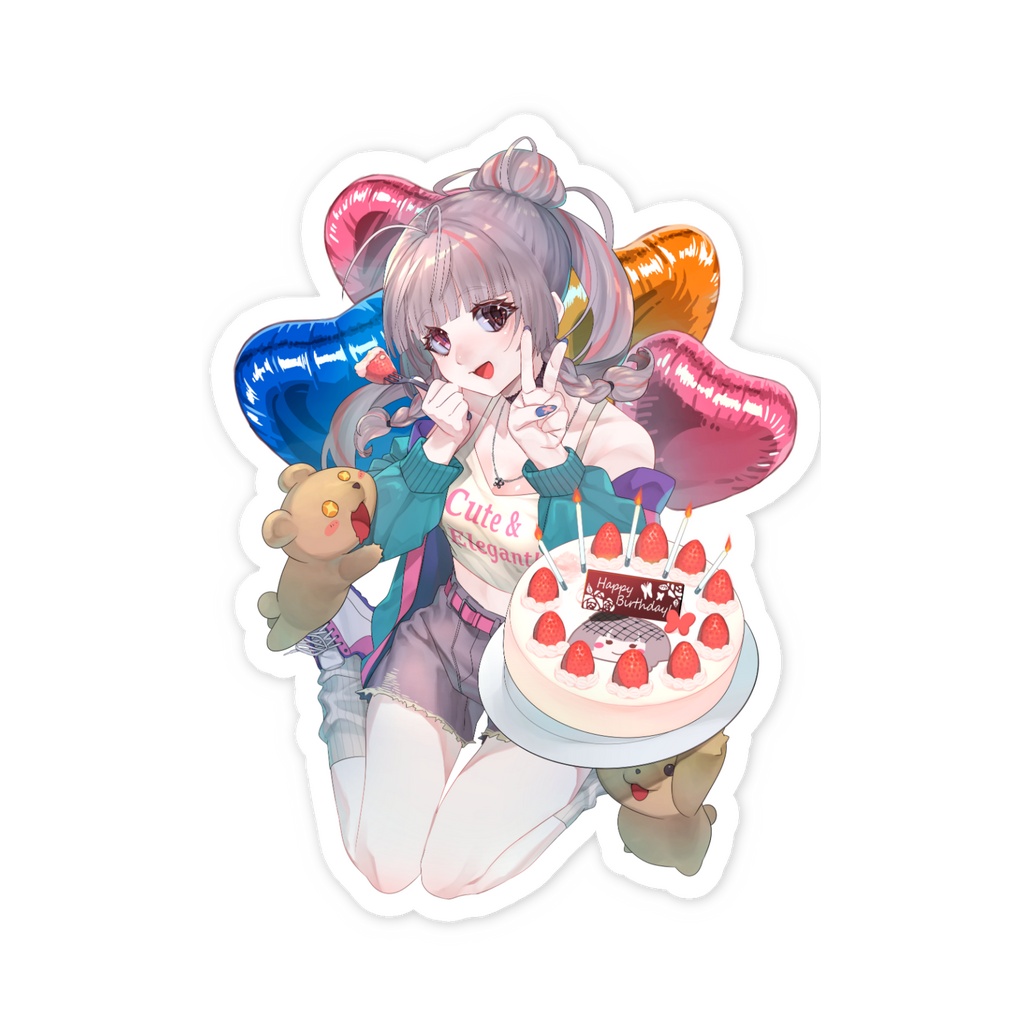 椿月いお〖誕生日記念グッズ スマホステッカー③ 55x91mm〗