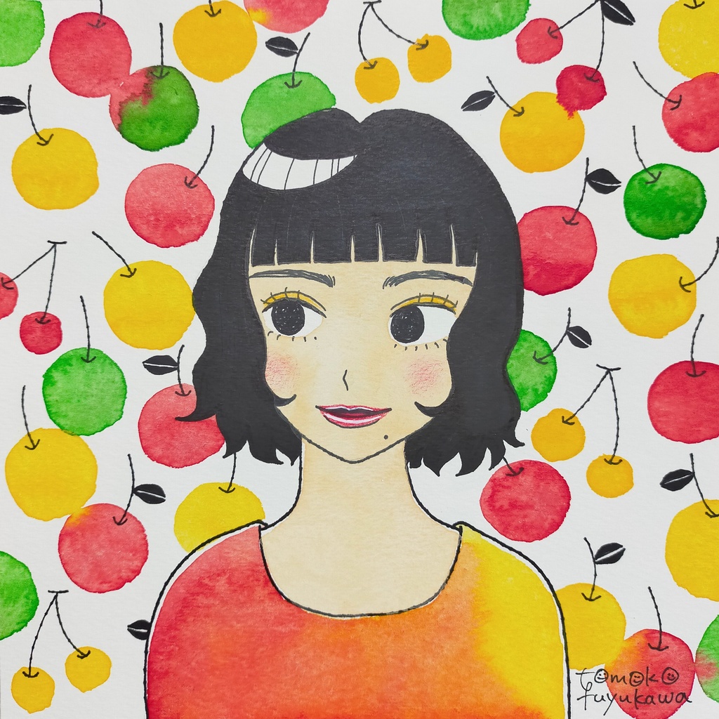 りんごガール（オリジナルイラスト原画）