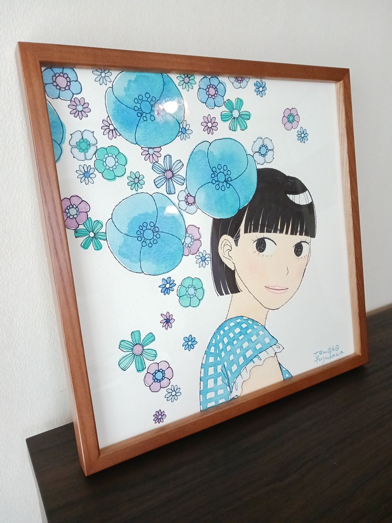 ブルーポピーの雨(オリジナルイラスト原画)