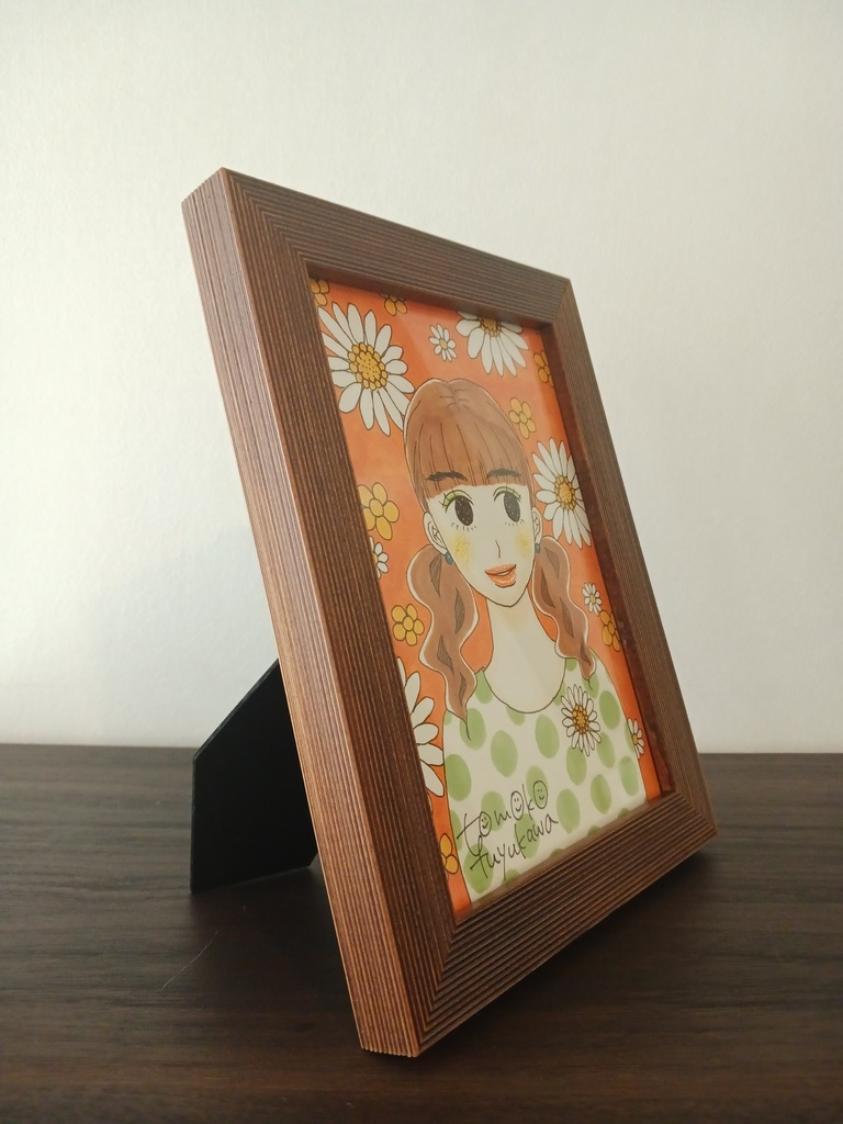 レトロフラワーガール(オリジナルイラスト原画)