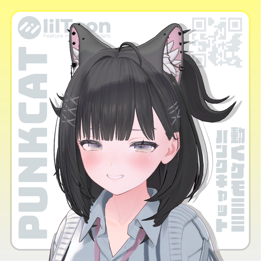 【ピアスたくさんねこみみ】punk cat パンクキャット【VRChat想定】