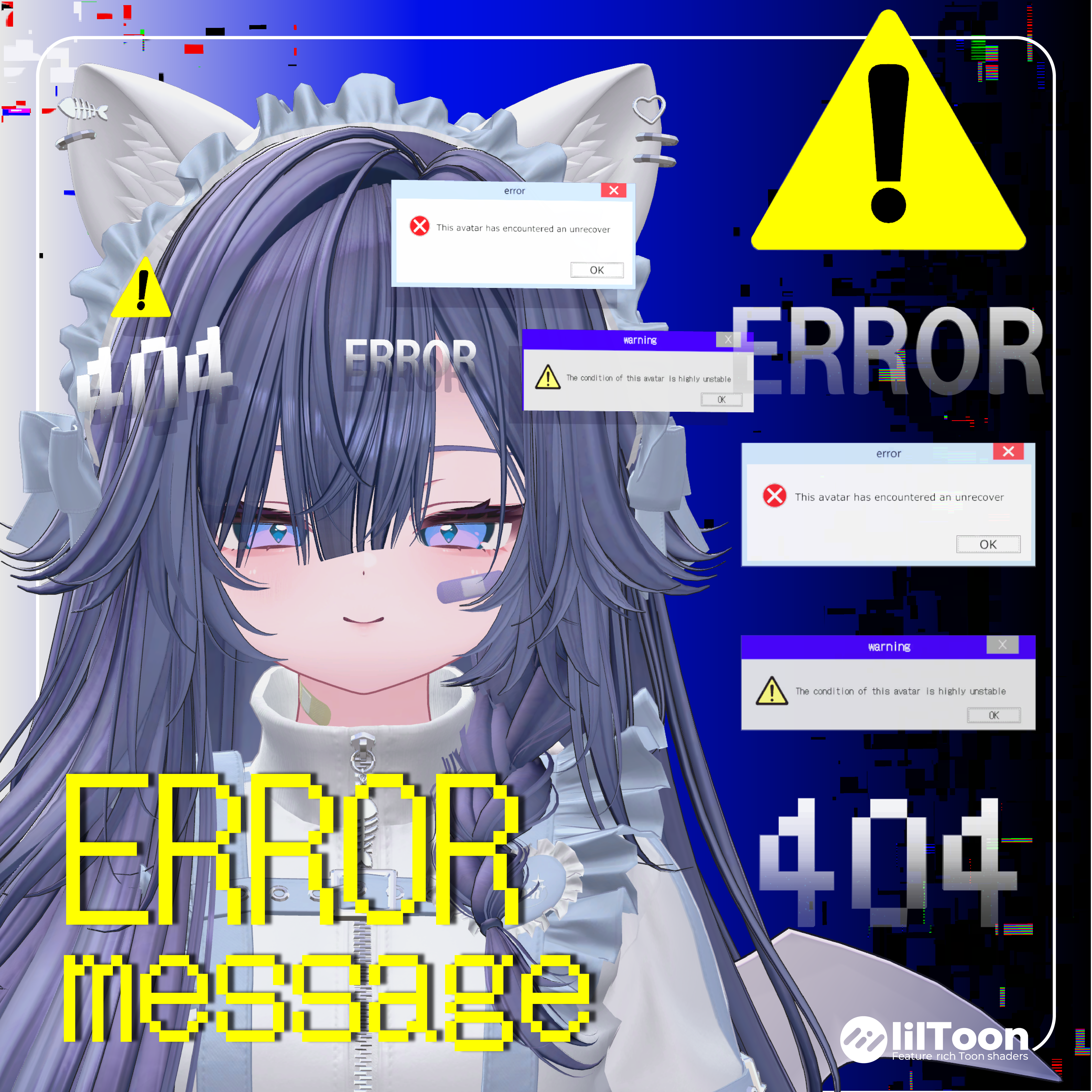 【ボーン付きヘアアクセ】ERROR message エラーメッセージ【VRchat想定】