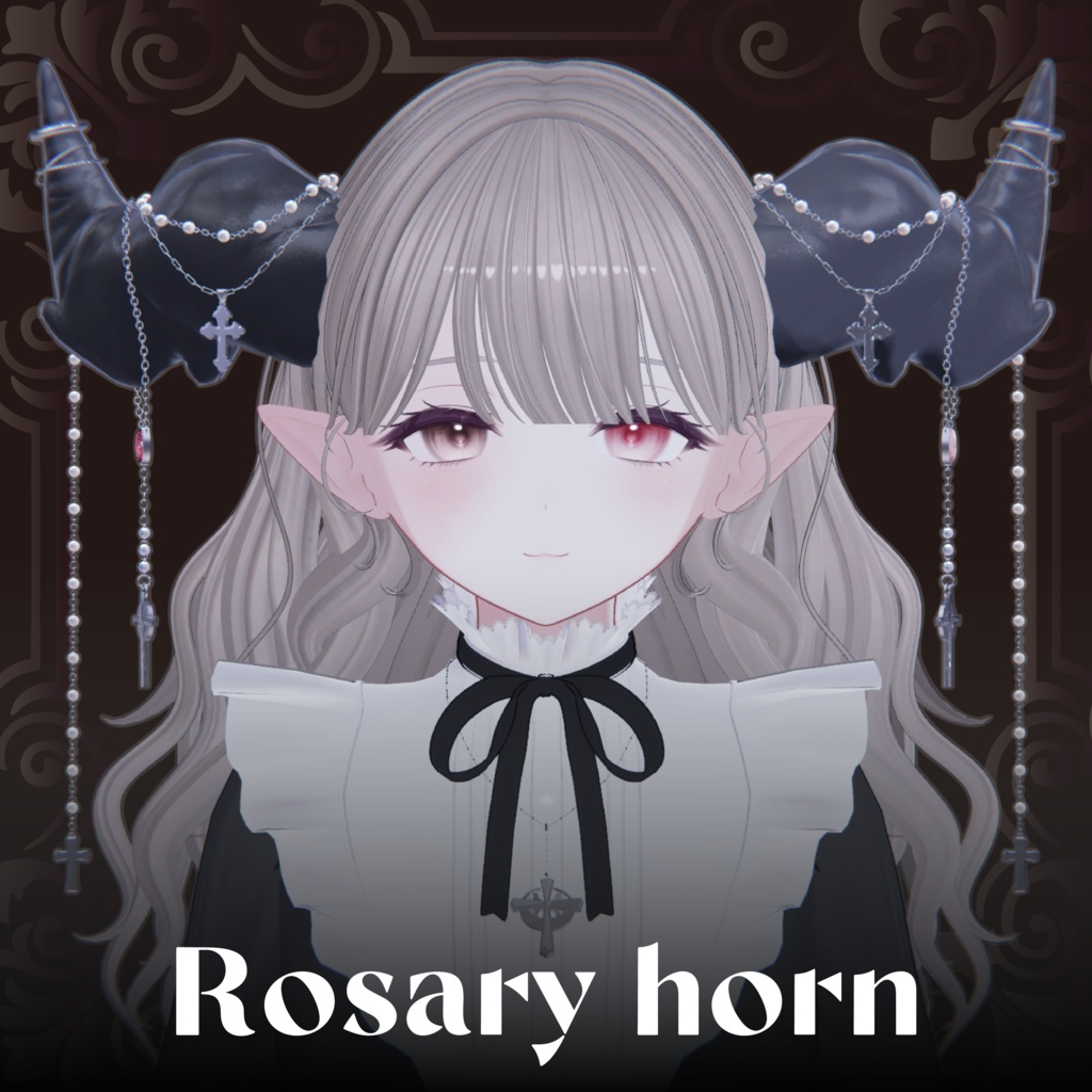 【十字架付きツノアクセサリー】Rosary horn ロザリオホーン【VRchat想定】