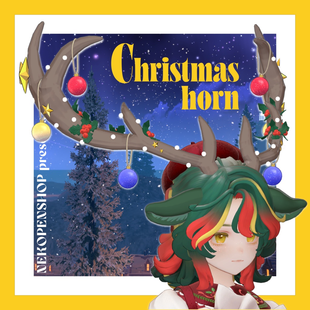 【オーナメント付きトナカイのつの】Christmas horn クリスマスホーン【VRChat想定】