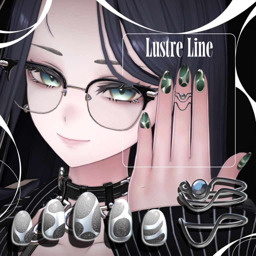 【14アバター対応ネイル】Lustre Line ラスターライン【VRChat想定】