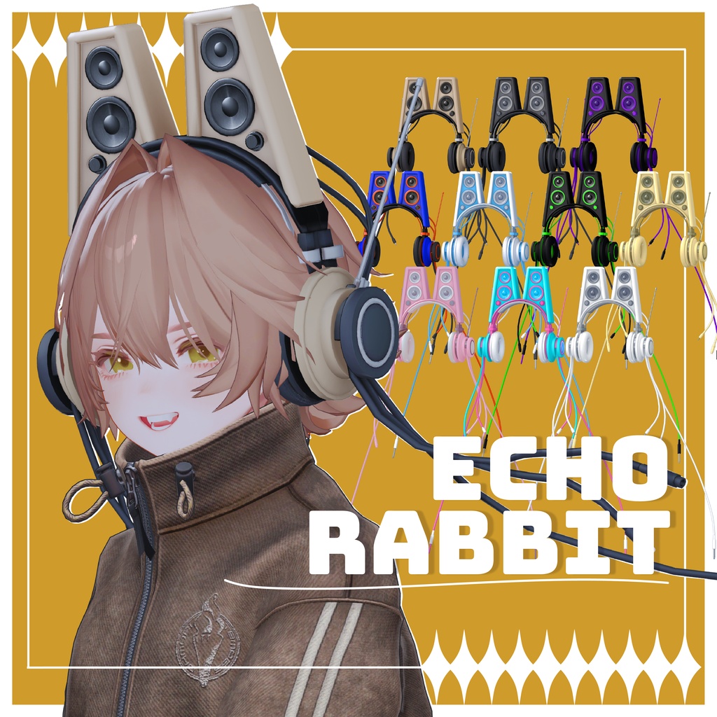 【スピーカー付きヘッドフォン】Echo Rabbit エコーラビット【VRChat想定】】