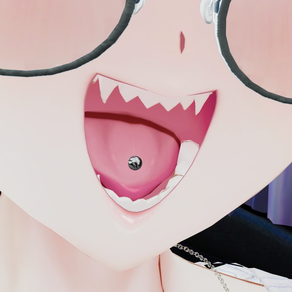【ミダリス専用】ギザ歯と舌ピアスとおまけのイヤリング【VRChat想定】