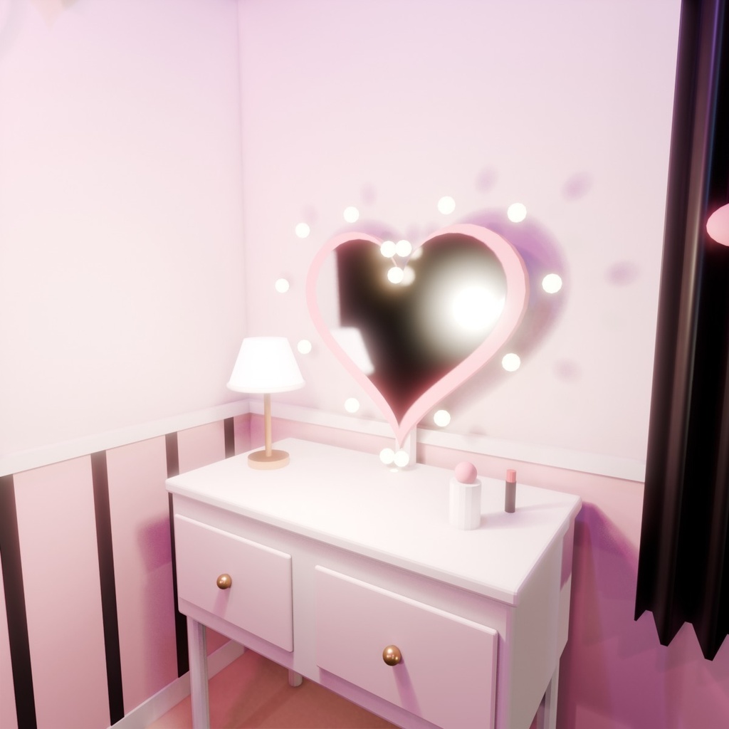 【VRChat想定ワールド】Pink Neon Room|かわいい地雷系ルーム 家具20点・昼夜ライト付き【PC】