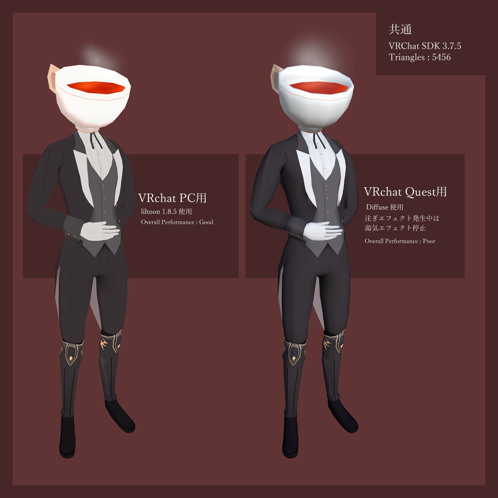 「TeacupMan」VRChat想定 オリジナル3Dモデル