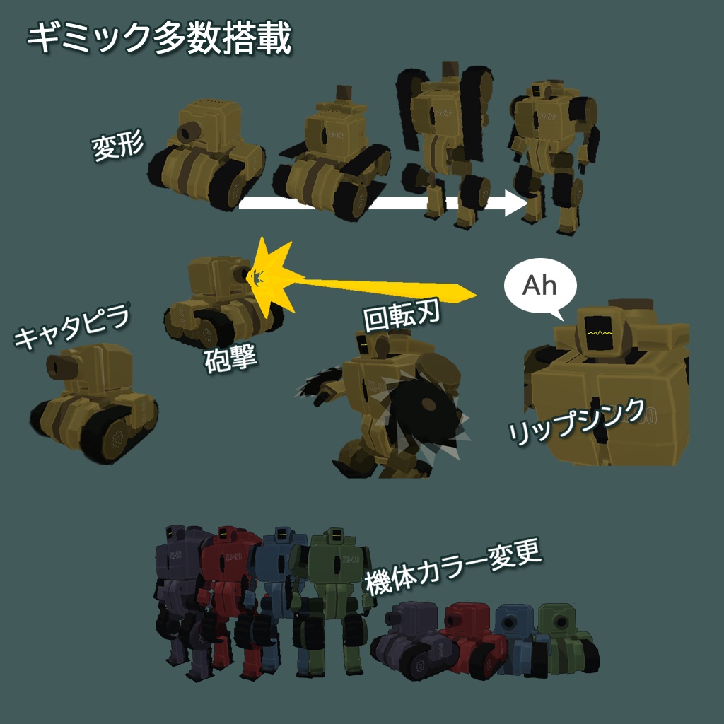 「ΣR-00」VRChat想定 オリジナル3Dモデル【軽量&ギミック】