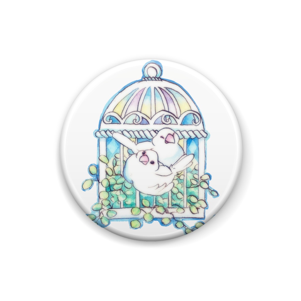 文鳥缶バッジ＊ワイヤープランツ