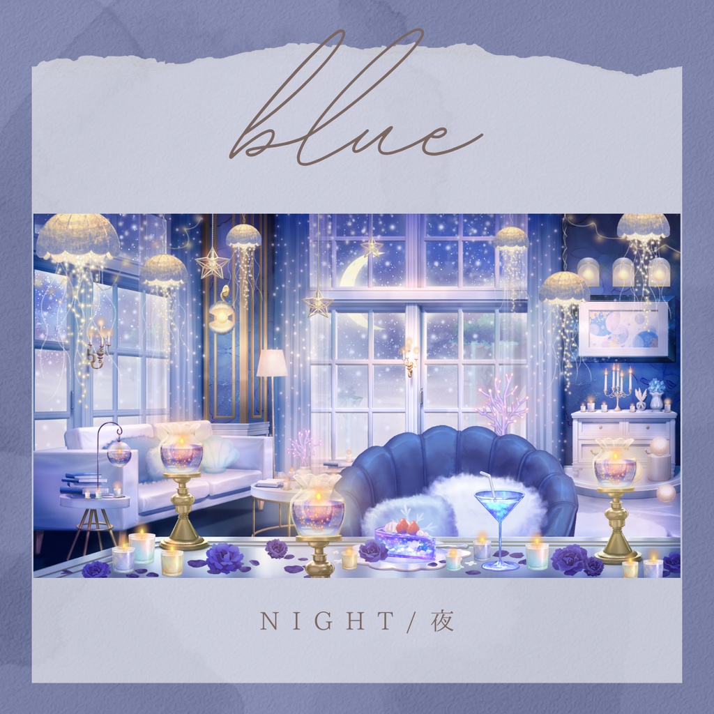 【動く背景】天空のイルミネーション・モダンルーム【VTuber素材】