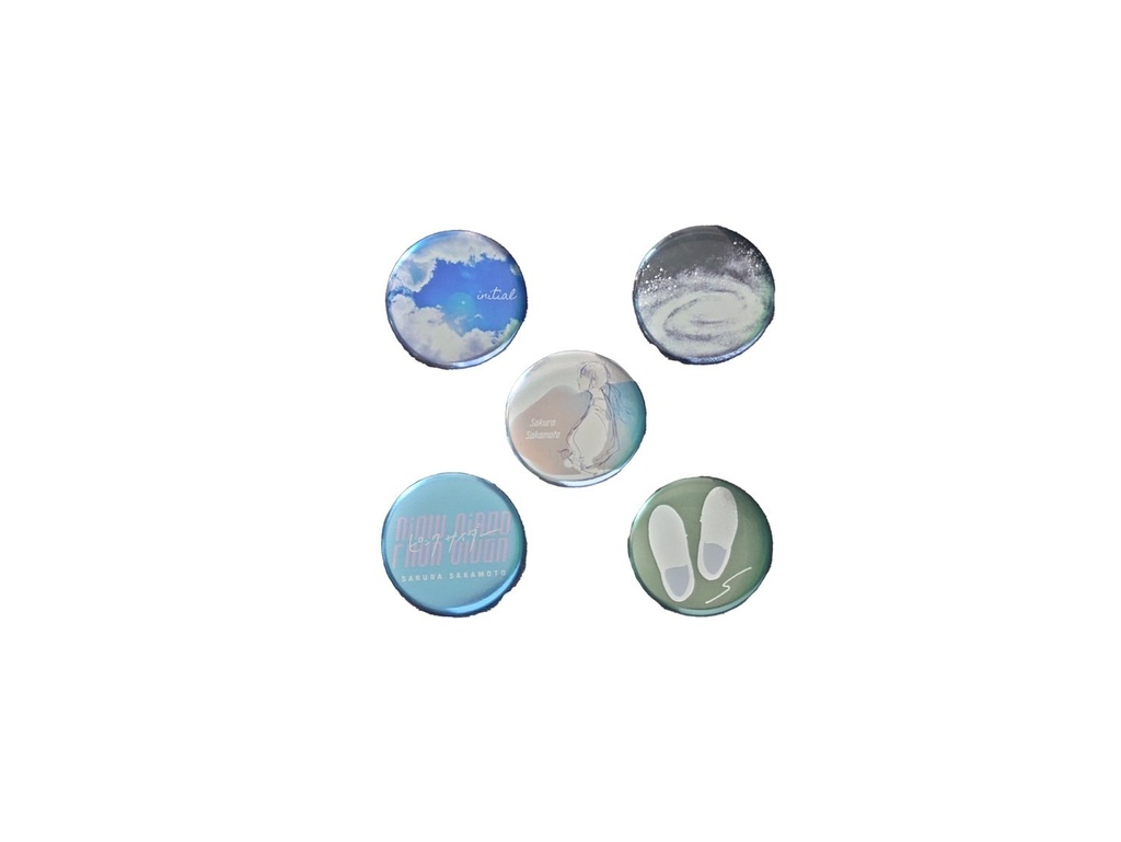 【sold】きらめく銀色の缶バッジ<全5種>【initial goods】