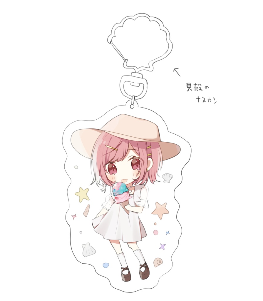 夏ワンピ女子アクリルキーホルダー