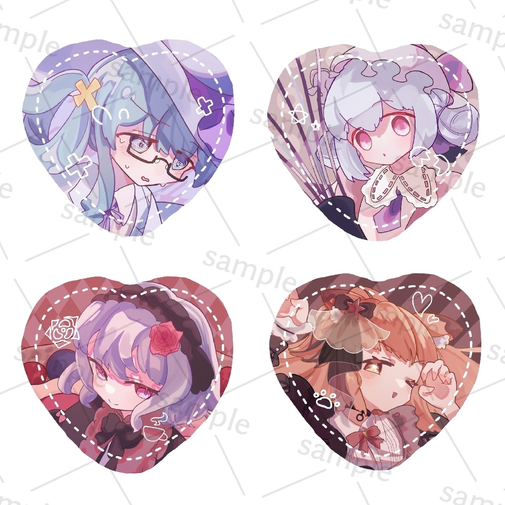 ハート缶バッジ【まほうとスイーツのせいれい】4種