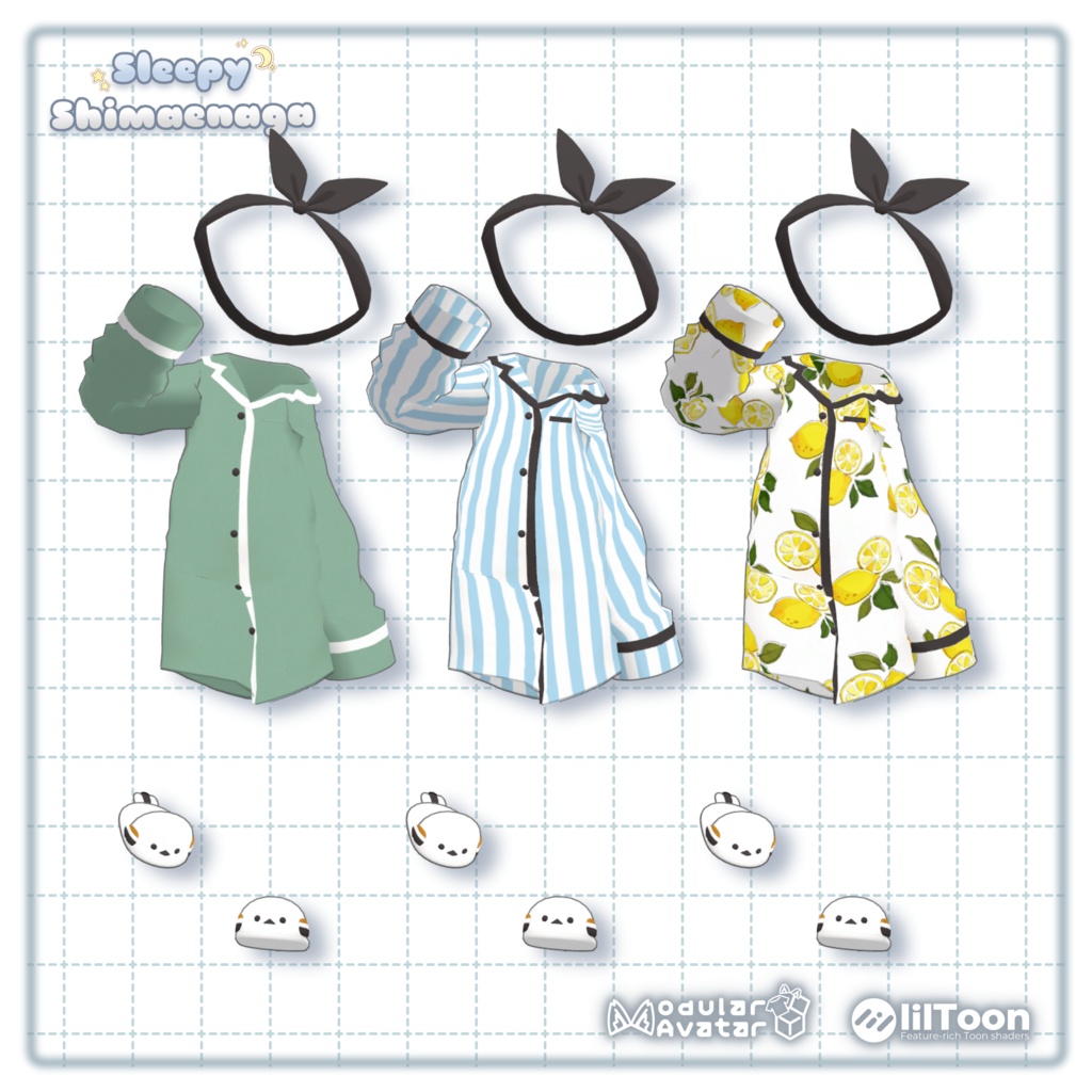 🐱9/6 (日)までセール中🥐【キプフェル / コロネ / Noix対応】Sleepy Shimaenaga【VRChat想定衣装】