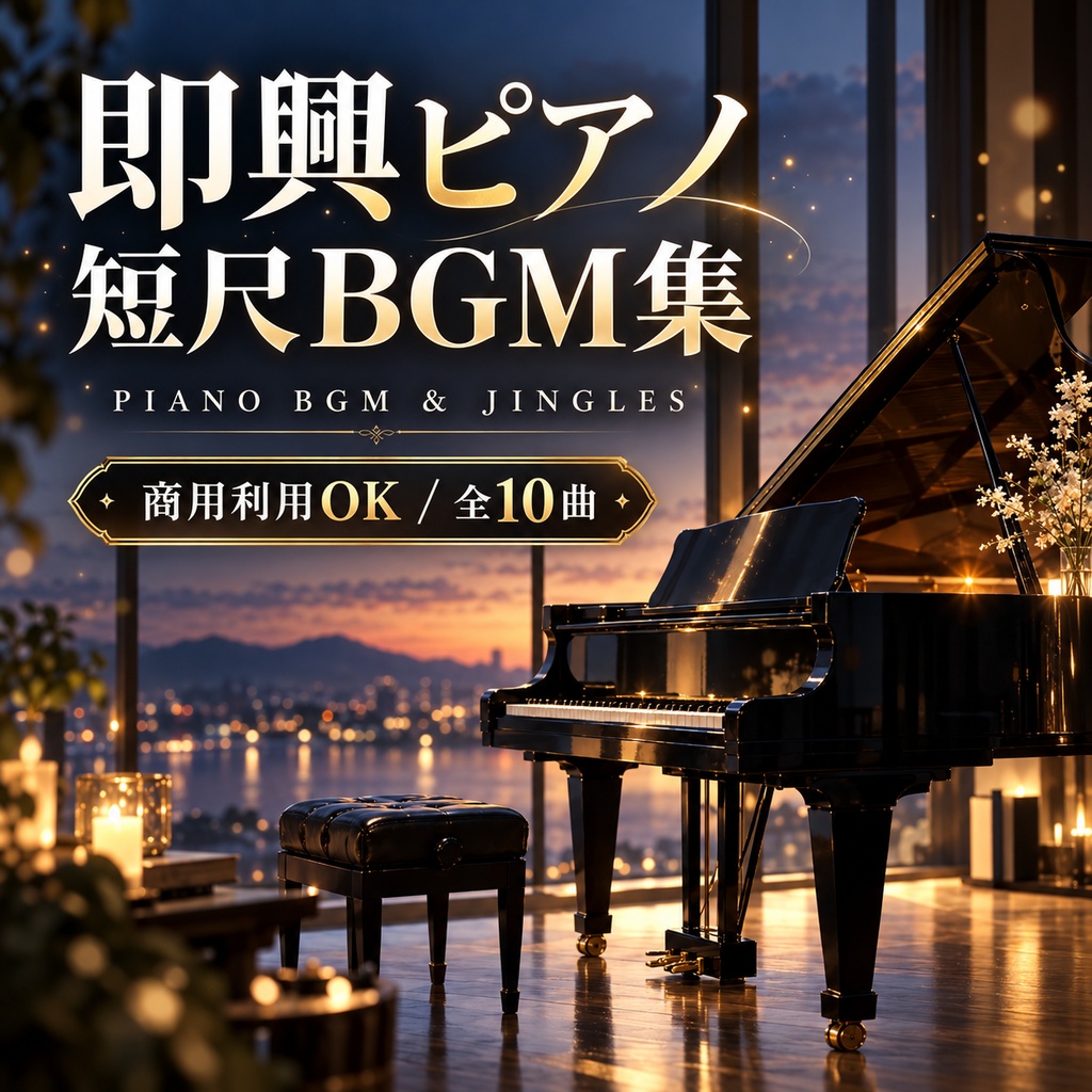 【商用利用OK・高音質WAV】即興ピアノ短尺BGM&ジングル集(全10曲)
