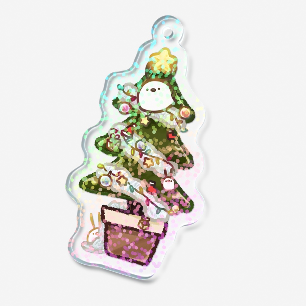 【12/25まで】ちゅんこ豆(クリスマスツリー) ホログラムアクリルキーホルダー