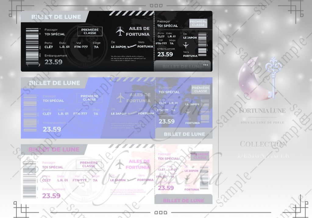 Fortunia Ticket  Collection  幻想的 チケット素材 8枚セット