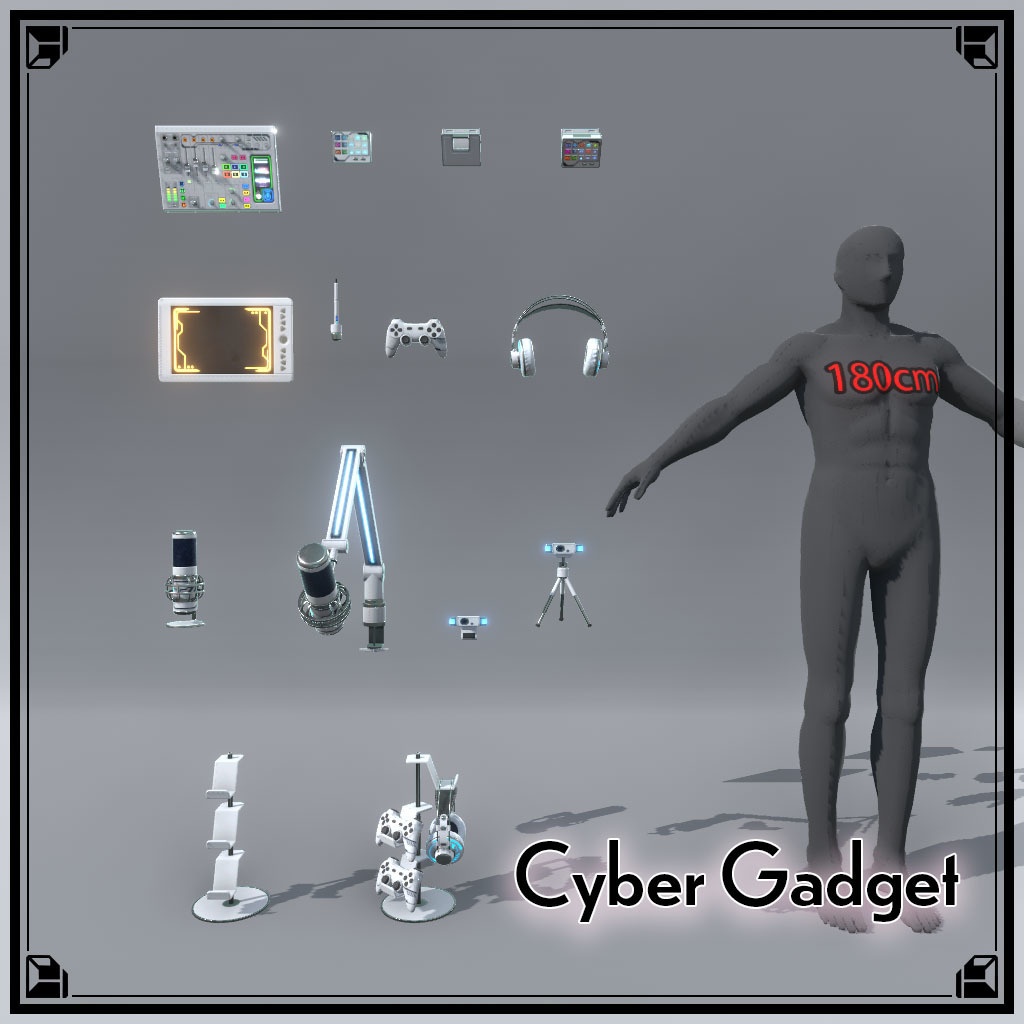 【VRChat想定】サイバーデスク&サイバーガジェット(42点&84点)