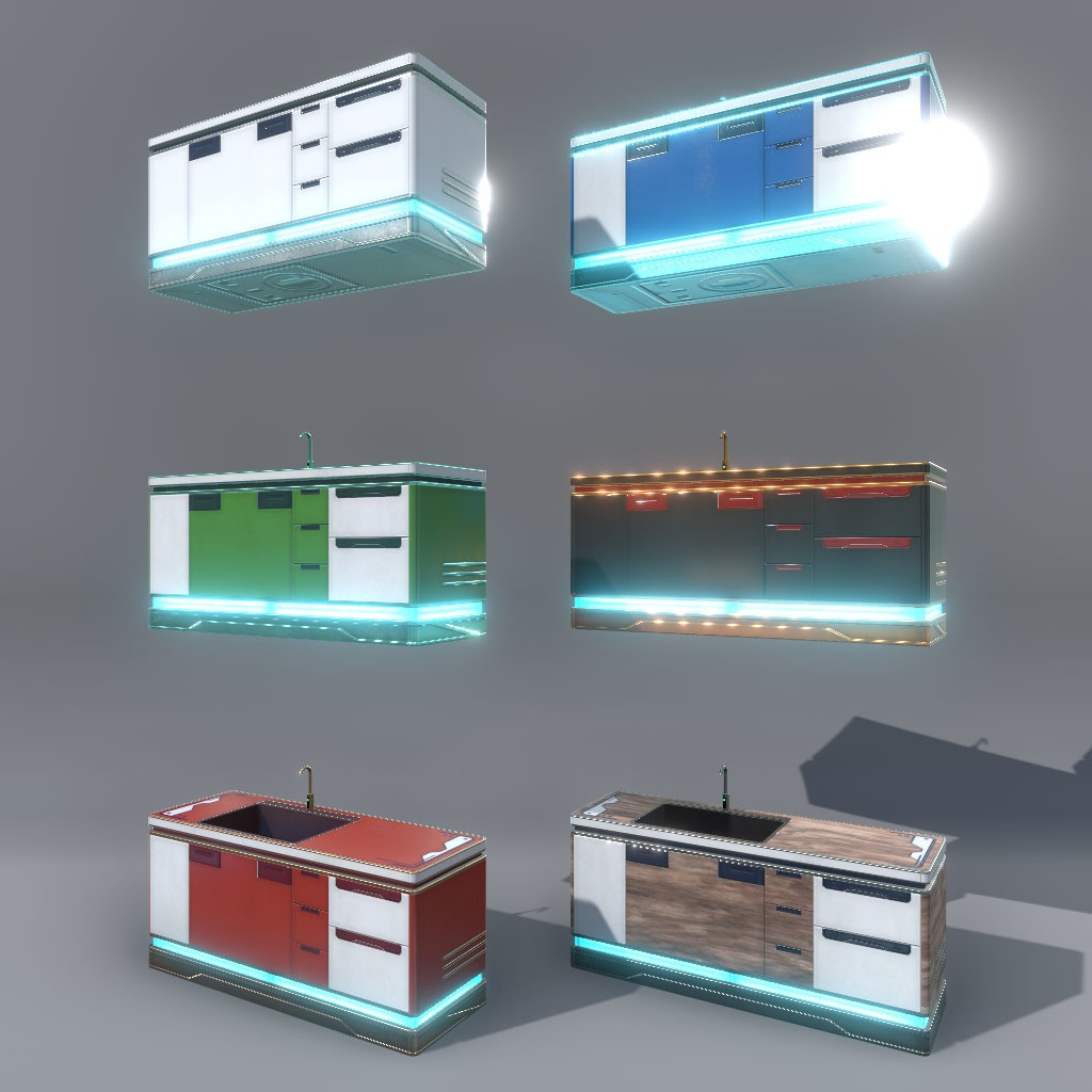 【VRChat】サイバーキッチン&サイバー調理器具(42点&282点)