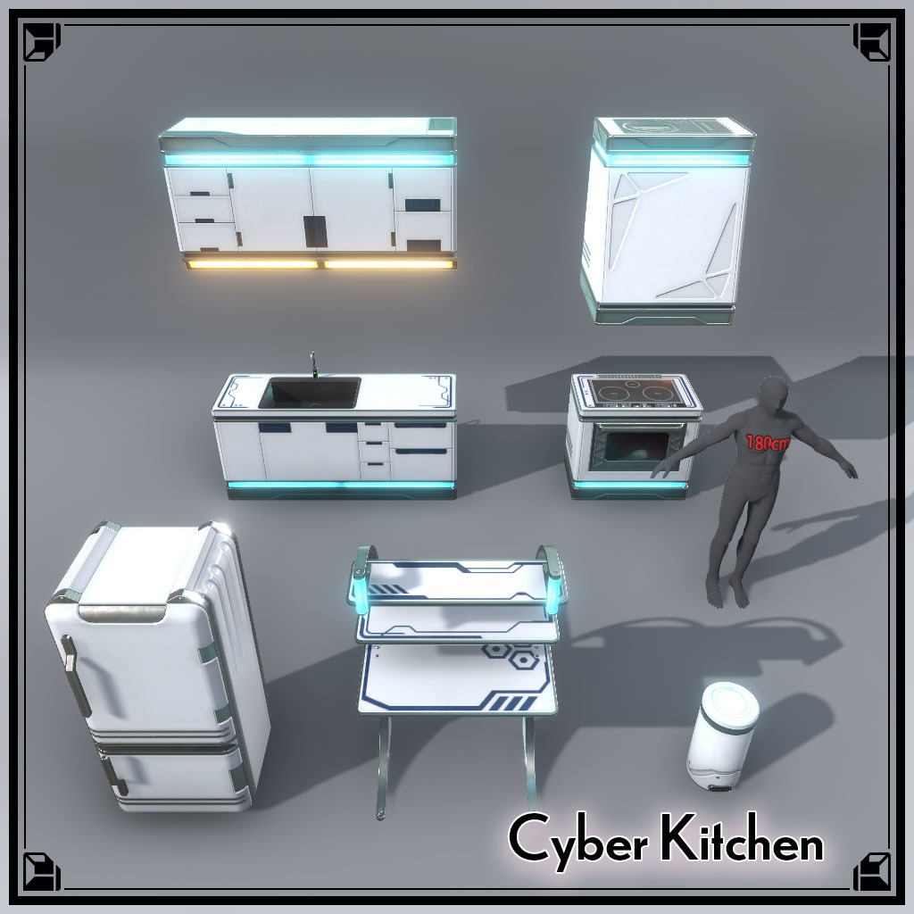 【VRChat】サイバーキッチン＆サイバー調理器具(42点＆282点)