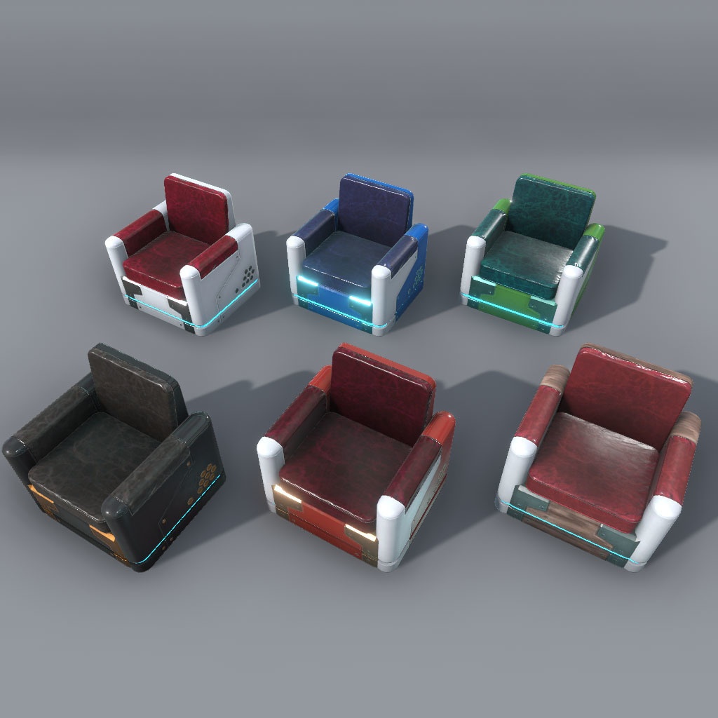 【VRChat想定】サイバーソファ(18点)