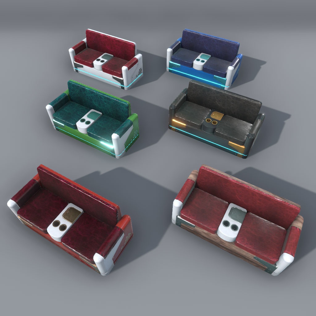 【VRChat想定】サイバーソファ(18点)