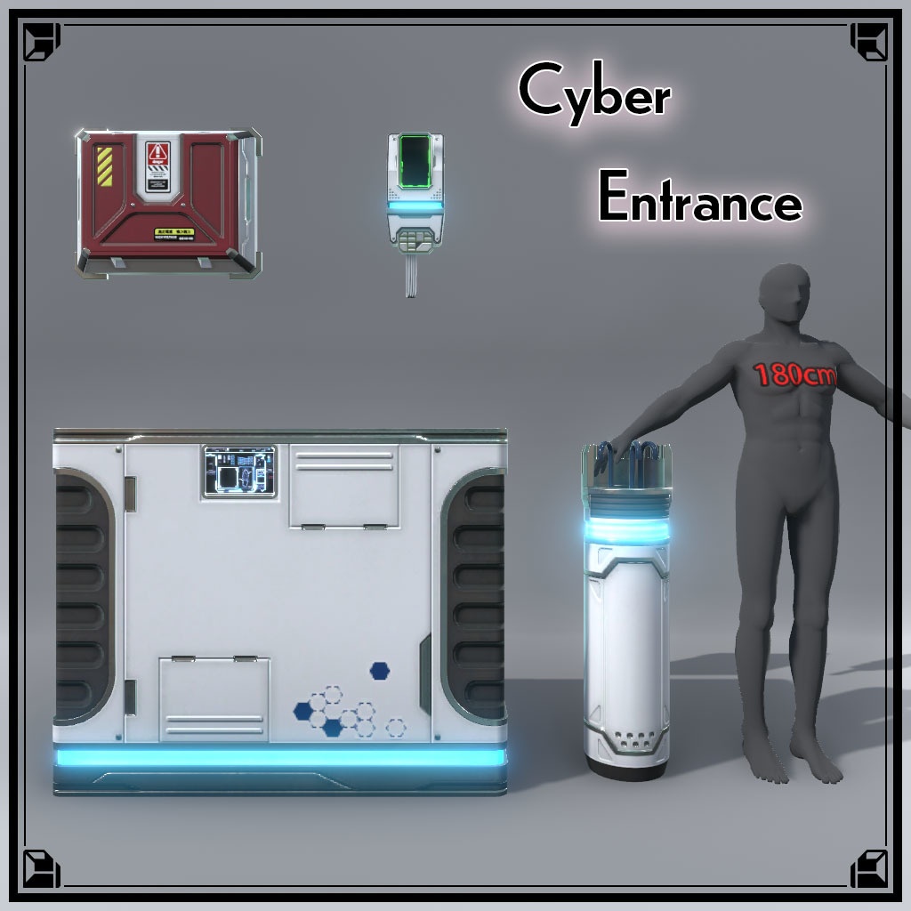 【VRChat想定】サイバー玄関小物(24点)
