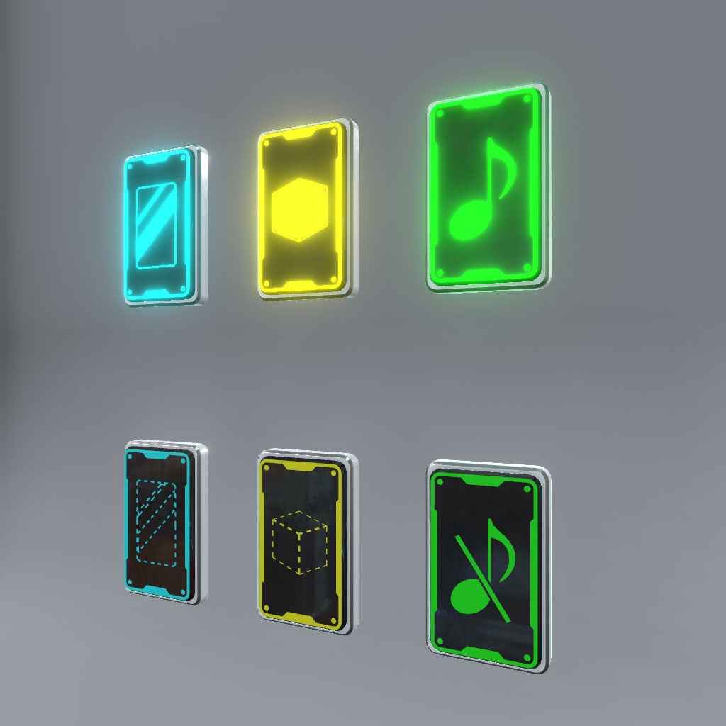 【VRChat想定】サイバーON/OFFスイッチ(Udonギミック付き、9点)