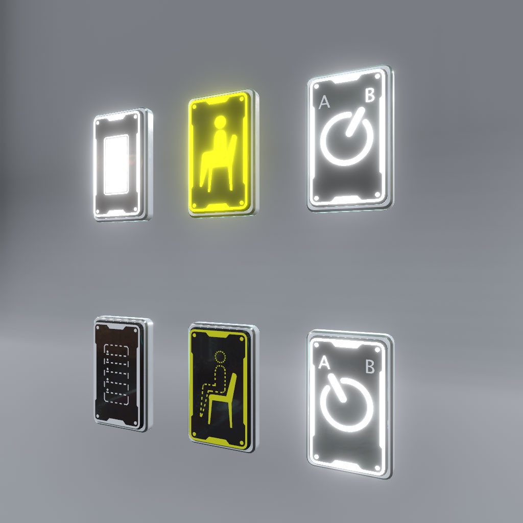 【VRChat想定】サイバーON/OFFスイッチ(Udonギミック付き、9点)