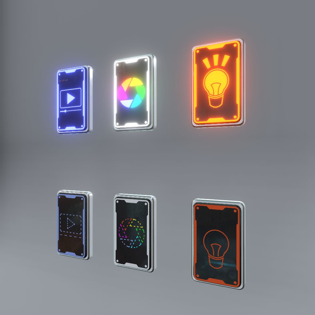 【VRChat想定】サイバーON/OFFスイッチ(Udonギミック付き、9点)