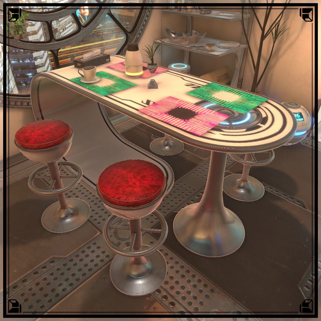 【VRChat想定】サイバーダイニングテーブル(18点)
